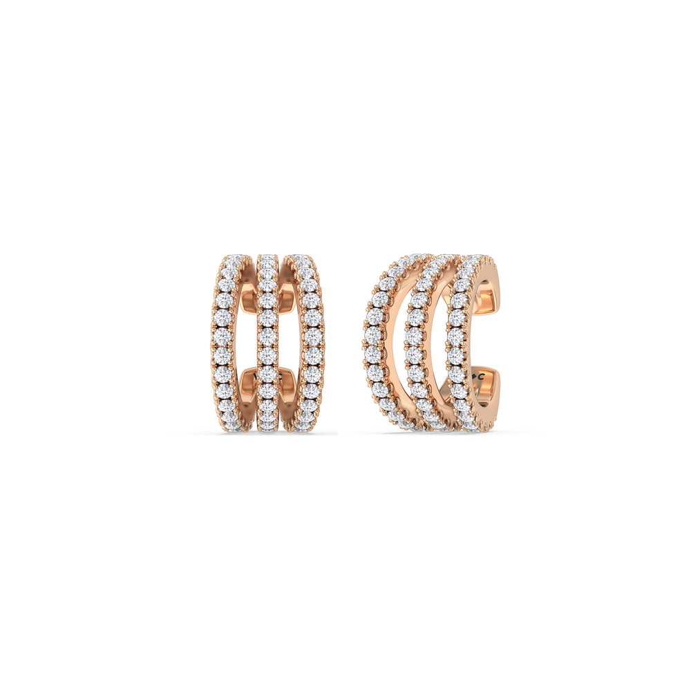 Tapered Trilogy Ear Cuffs with 14KT Rose Gold / Pair Cut Diamond in 14KT Rose Gold / Pair view 1
