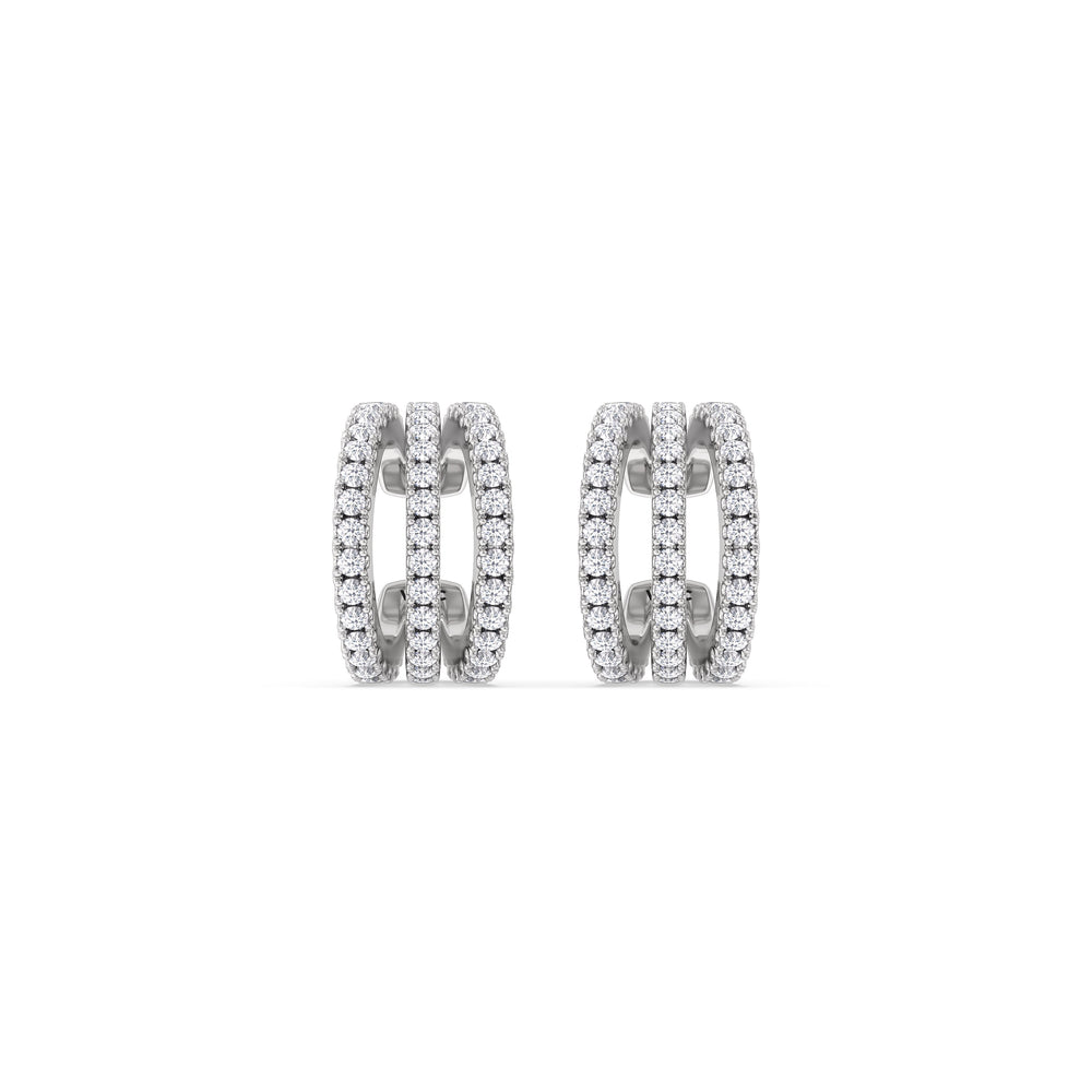 Tapered Trilogy Ear Cuffs with 14KT White Gold / Single Cut Diamond in 14KT White Gold / Single view 4
