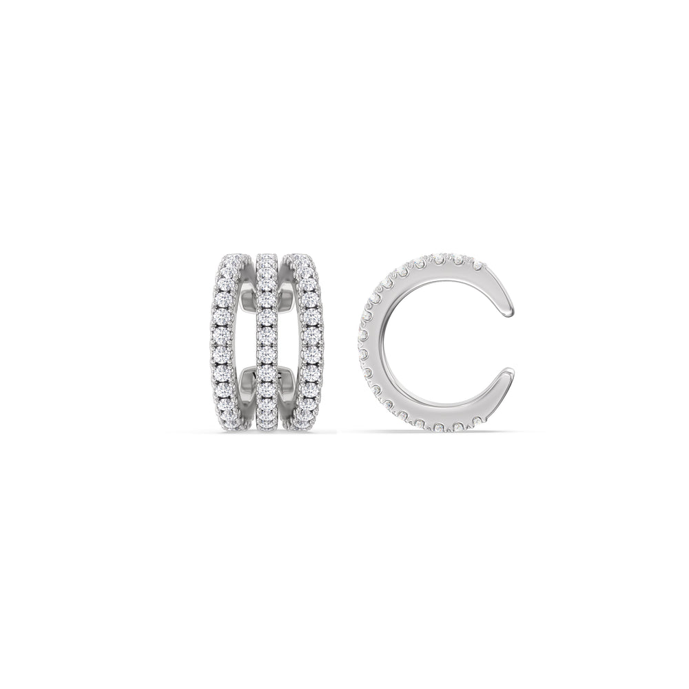 Tapered Trilogy Ear Cuffs with 14KT White Gold / Single Cut Diamond in 14KT White Gold / Single view 5
