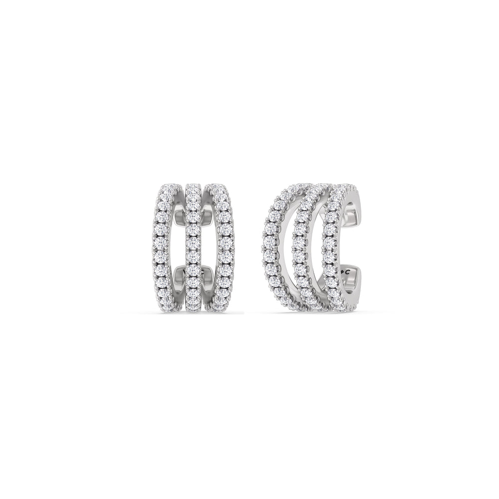 Tapered Trilogy Ear Cuffs with 14KT White Gold / Single Cut Diamond in 14KT White Gold / Single view 1
