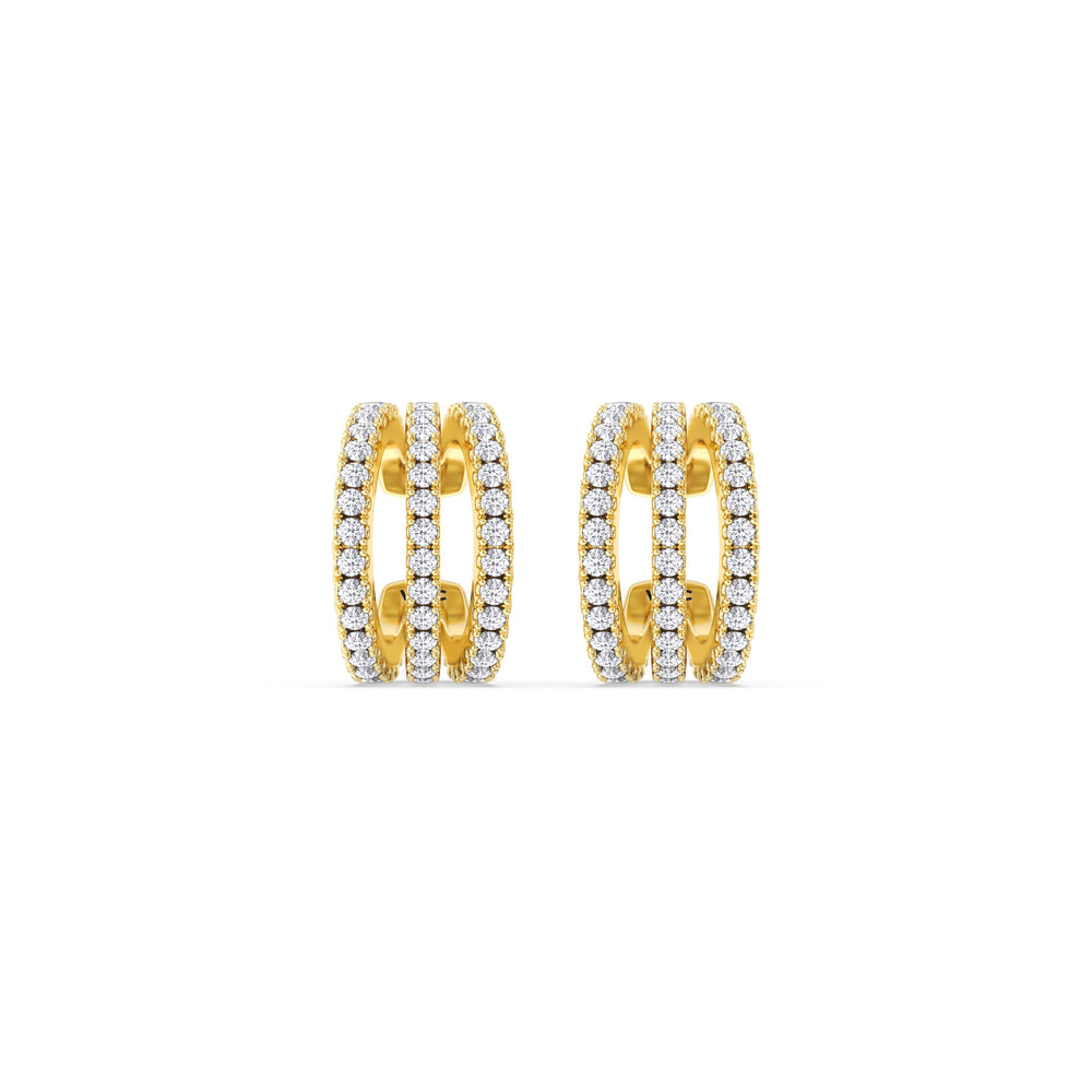 Tapered Trilogy Ear Cuffs with 14KT Yellow Gold / Single Cut Diamond in 14KT Yellow Gold / Single view 4
