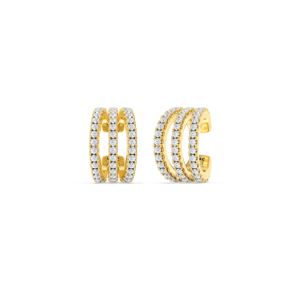 Tapered Trilogy Ear Cuffs with 14KT Yellow Gold / Single Cut Diamond in 14KT Yellow Gold / Single view 1
