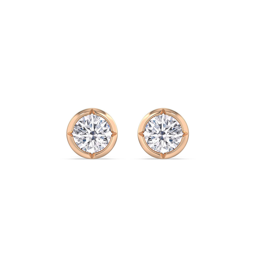 Kite Chamfered Bezel Stud Earrings with 14KT Rose Gold / Lab / 1/2 Cut Diamond in 14KT Rose Gold / Lab / 1/2 view 4
