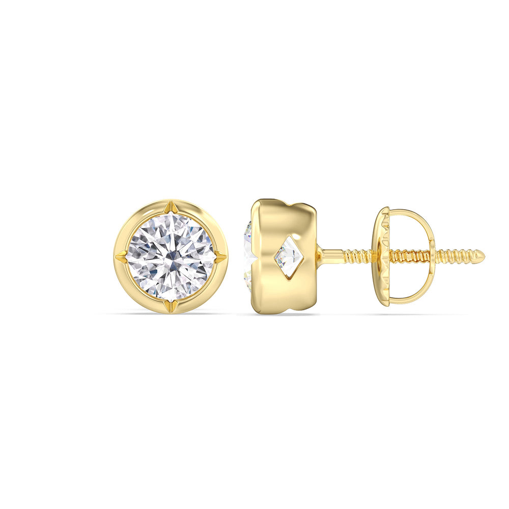 Kite Chamfered Bezel Stud Earrings with 14KT Yellow Gold / Lab / 1/2 Cut Diamond in 14KT Yellow Gold / Lab / 1/2 view 5
