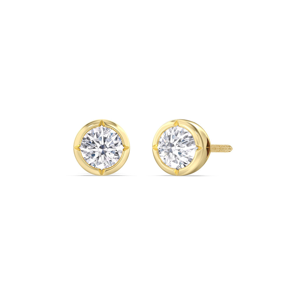 Kite Chamfered Bezel Stud Earrings with 14KT Yellow Gold / Lab / 1/2 Cut Diamond in 14KT Yellow Gold / Lab / 1/2 view 1

