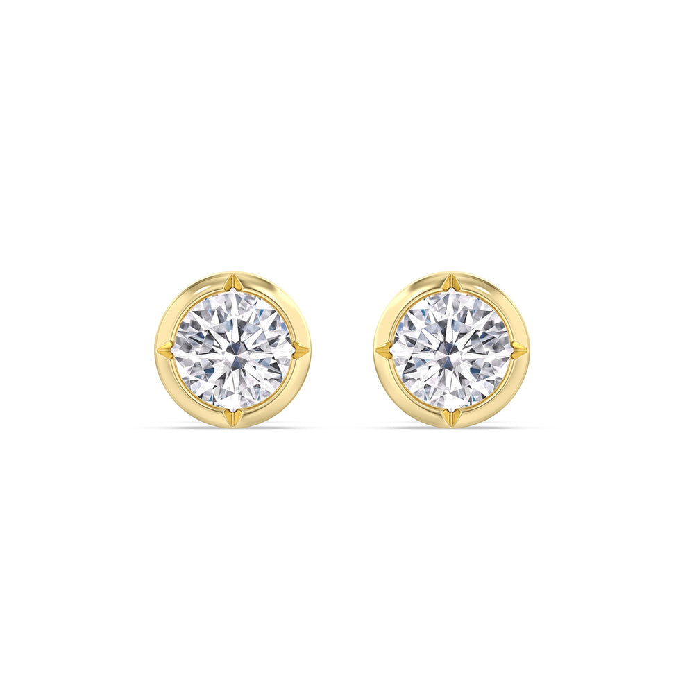 Kite Chamfered Bezel Stud Earrings with 14KT Yellow Gold / Lab / 1 Cut Diamond in 14KT Yellow Gold / Lab / 1 view 4
