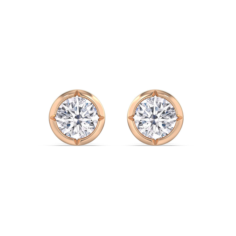 Kite Chamfered Bezel Stud Earrings with 14KT Rose Gold / Lab / 2 Cut Diamond in 14KT Rose Gold / Lab / 2 view 4
