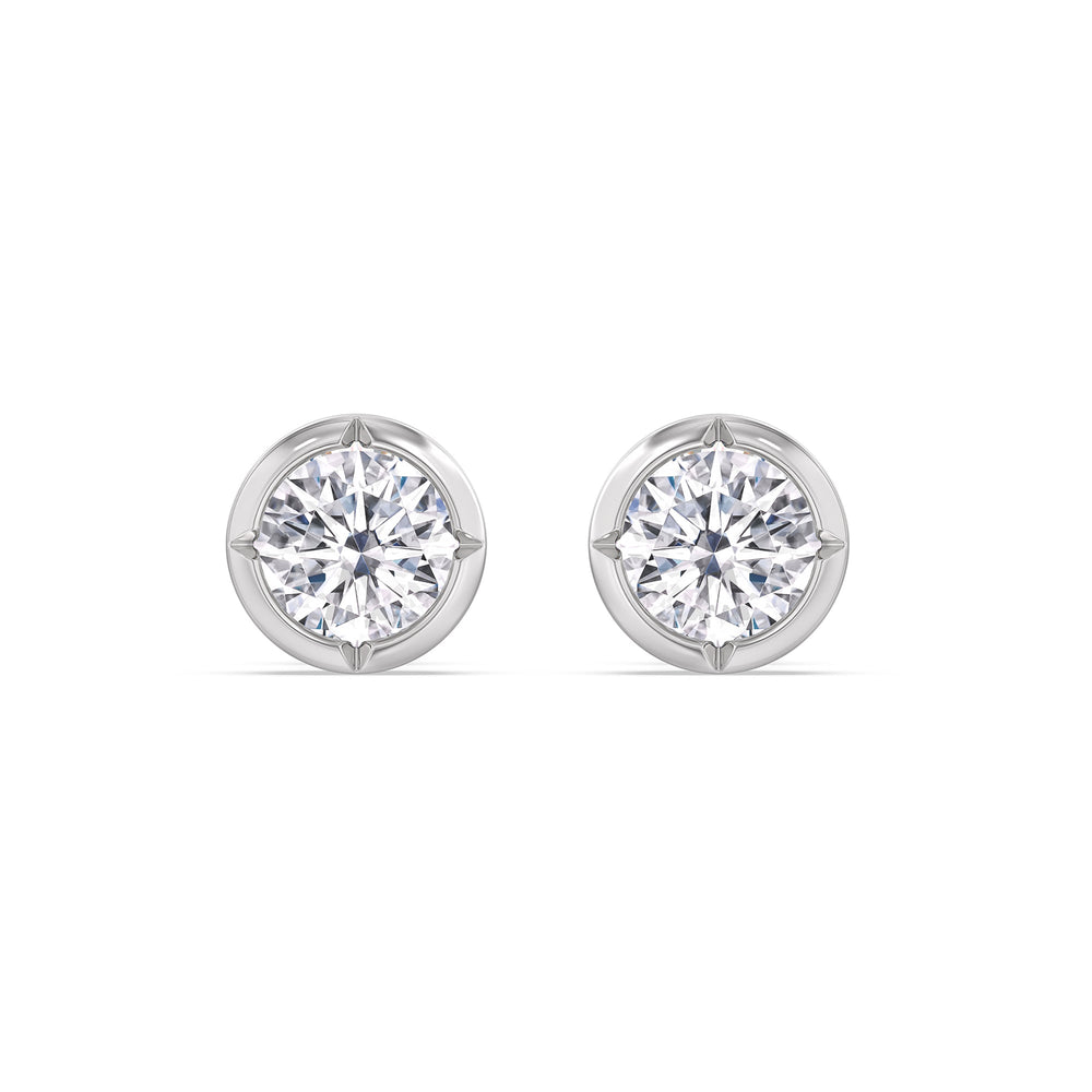 Kite Chamfered Bezel Stud Earrings with 14KT White Gold / Lab / 2 Cut Diamond in 14KT White Gold / Lab / 2 view 4

