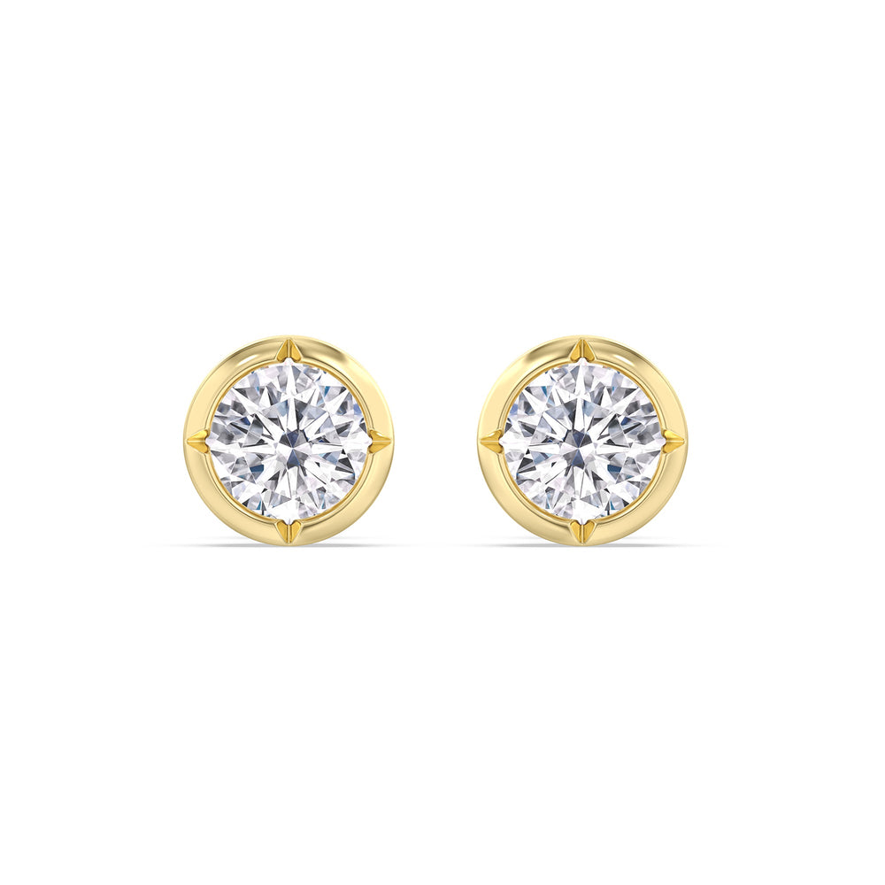 Kite Chamfered Bezel Stud Earrings with 14KT Yellow Gold / Lab / 2 Cut Diamond in 14KT Yellow Gold / Lab / 2 view 4
