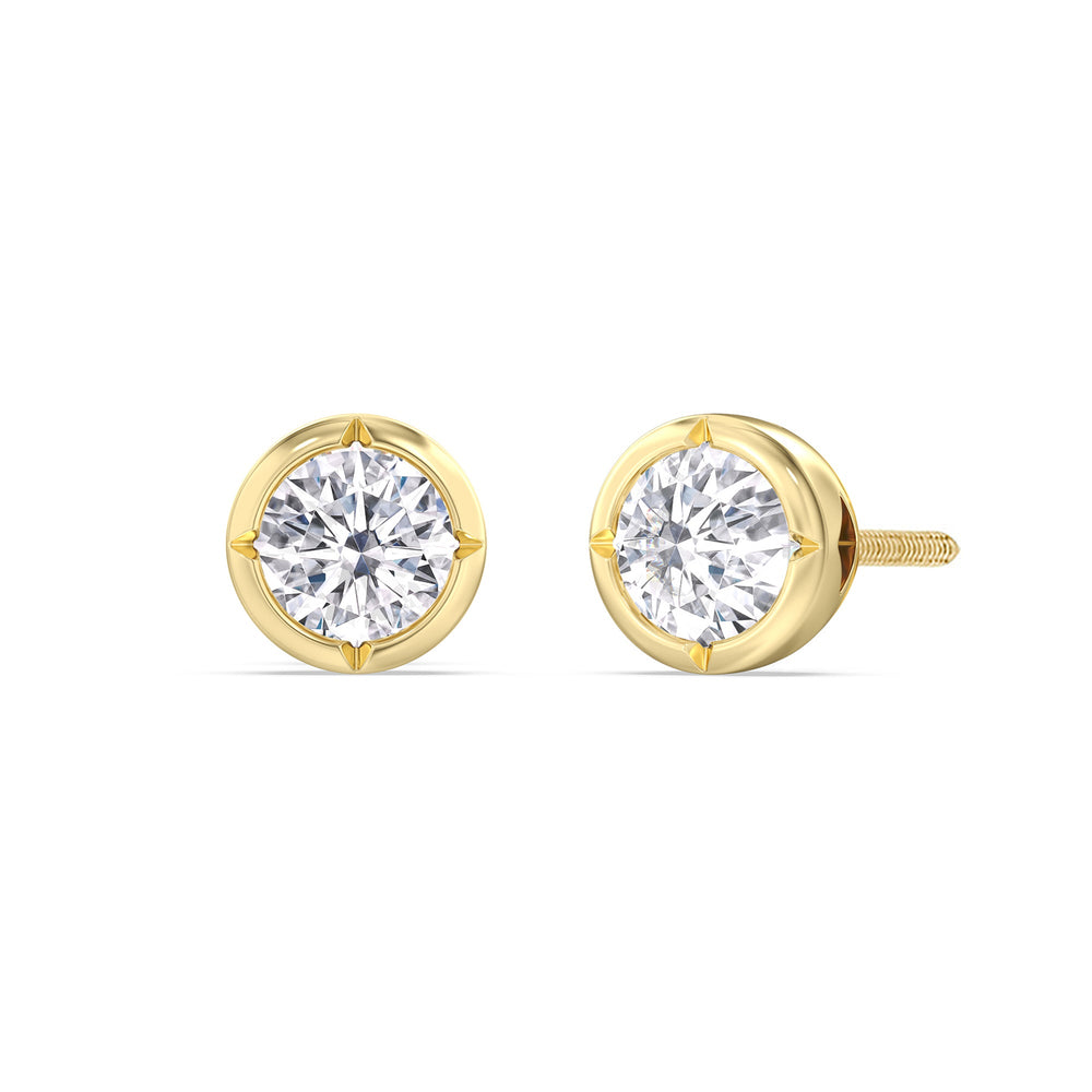 Kite Chamfered Bezel Stud Earrings with 14KT Yellow Gold / Lab / 2 Cut Diamond in 14KT Yellow Gold / Lab / 2 view 1
