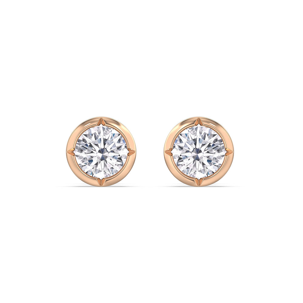 Kite Chamfered Bezel Stud Earrings with 14KT Rose Gold / Lab / 1 1/2 Cut Diamond in 14KT Rose Gold / Lab / 1 1/2 view 4
