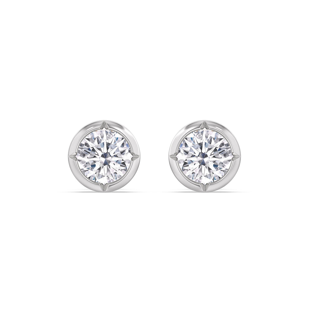 Kite Chamfered Bezel Stud Earrings with 14KT White Gold / Lab / 1 1/2 Cut Diamond in 14KT White Gold / Lab / 1 1/2 view 4

