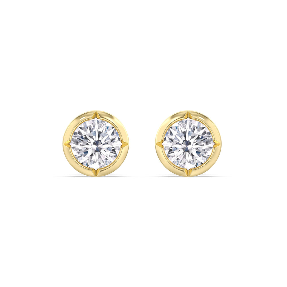 Kite Chamfered Bezel Stud Earrings with 14KT Yellow Gold / Lab / 1 1/2 Cut Diamond in 14KT Yellow Gold / Lab / 1 1/2 view 4
