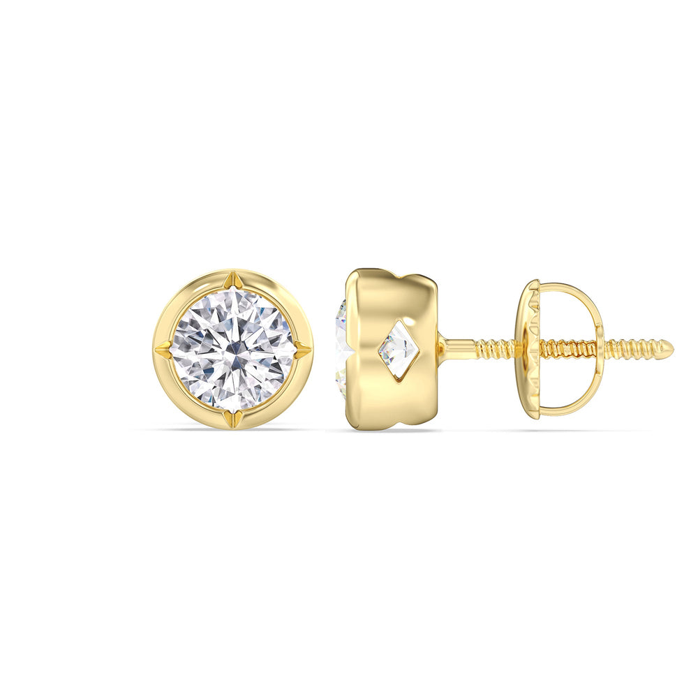 Kite Chamfered Bezel Stud Earrings with 14KT Yellow Gold / Lab / 1 1/2 Cut Diamond in 14KT Yellow Gold / Lab / 1 1/2 view 5
