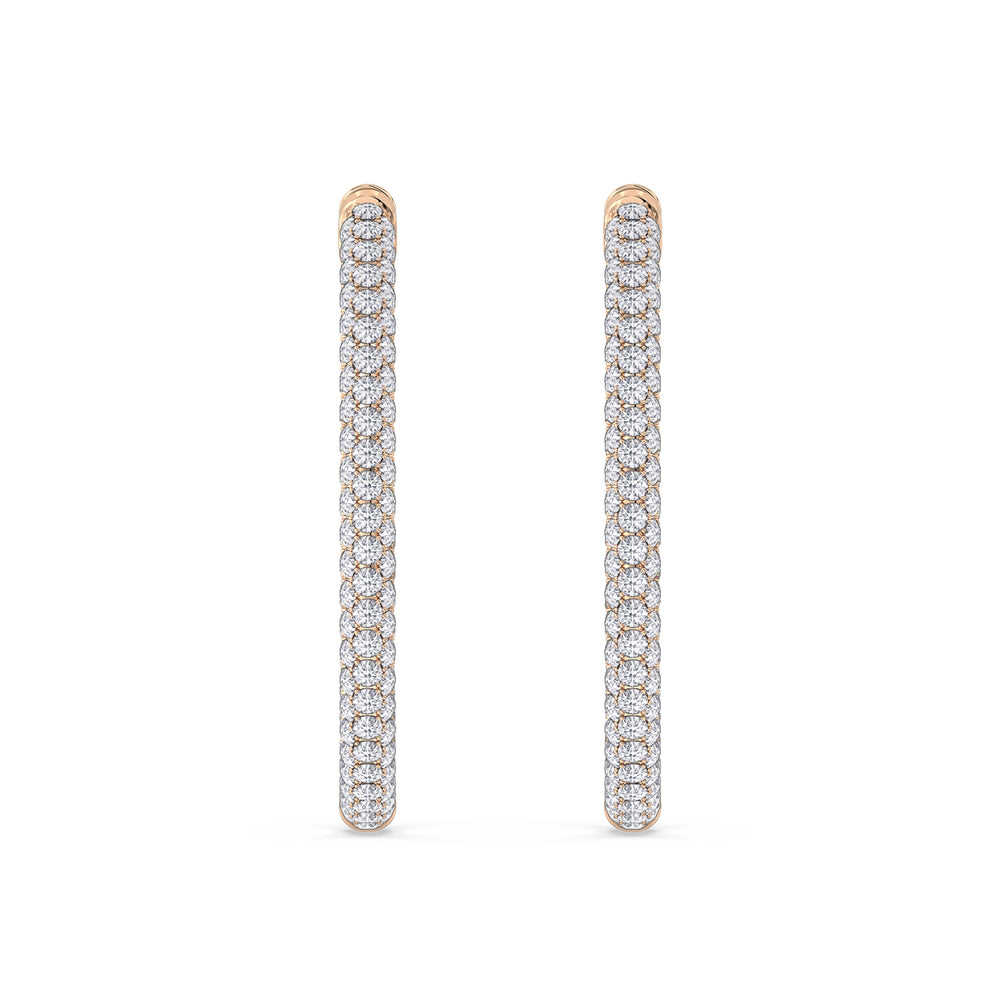 The Windsor Classic Hoops with 14KT Rose Gold / Lab / 3 Cut Diamond in 14KT Rose Gold / Lab / 3 view 4
