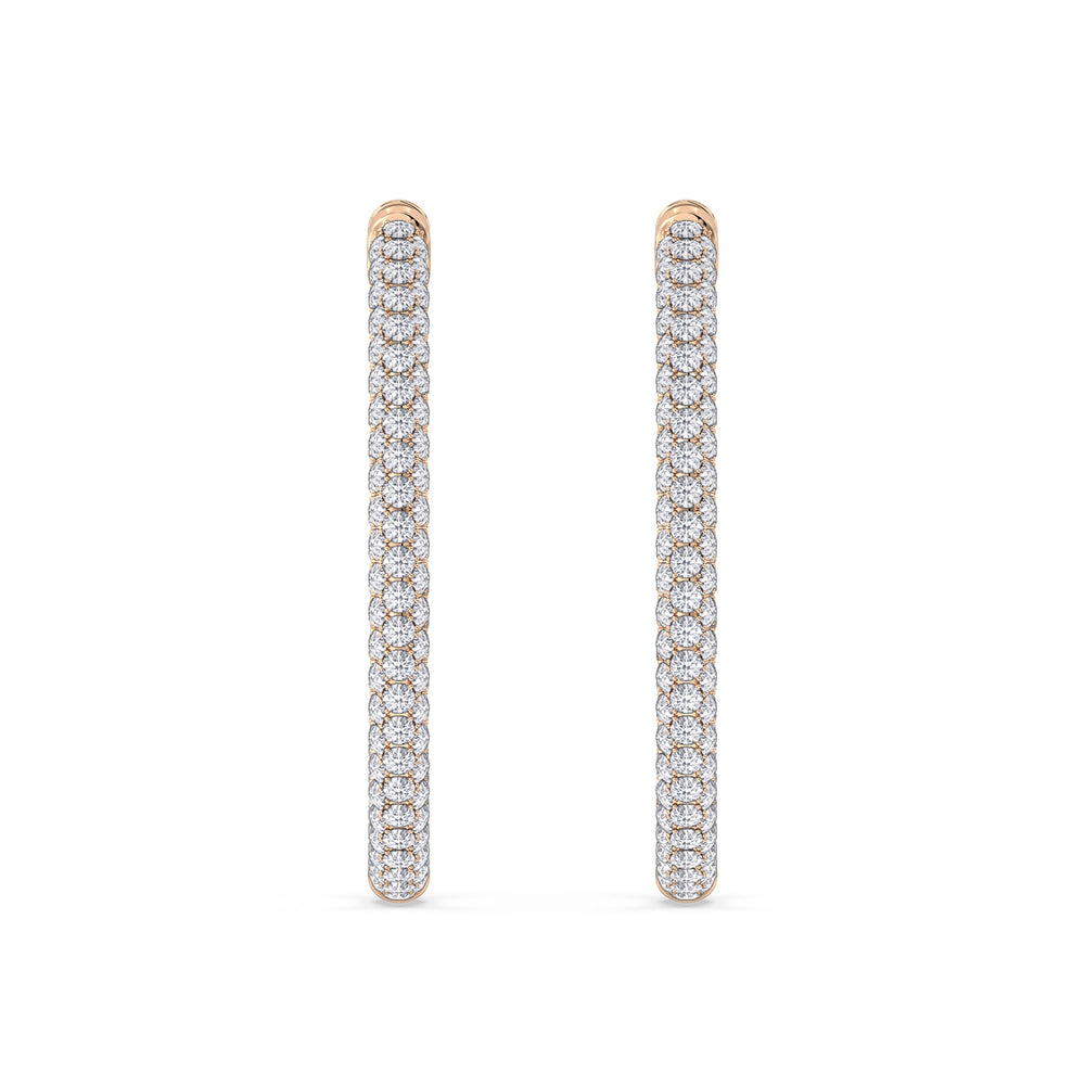 The Windsor Grand Hoops with 14KT Rose Gold / Lab / 3 Cut Diamond in 14KT Rose Gold / Lab / 3 view 4
