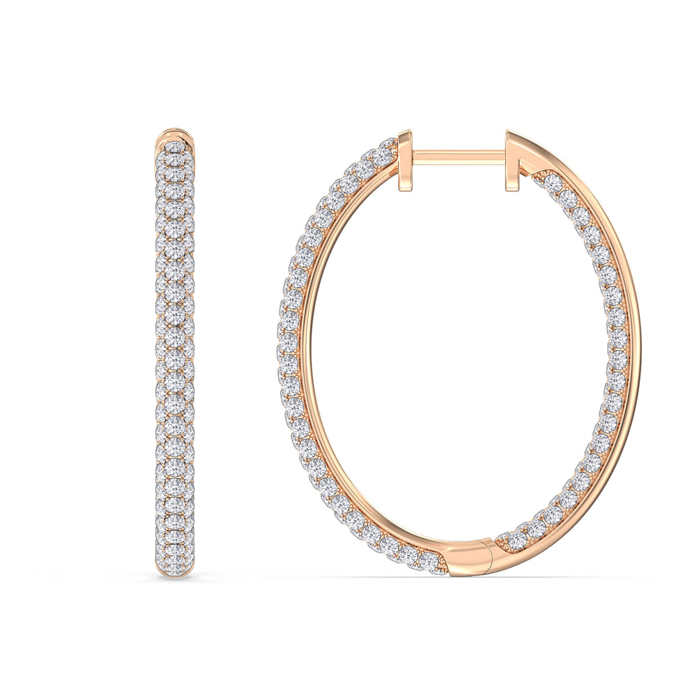The Windsor Grand Hoops with 14KT Rose Gold / Lab / 3 Cut Diamond in 14KT Rose Gold / Lab / 3 view 5
