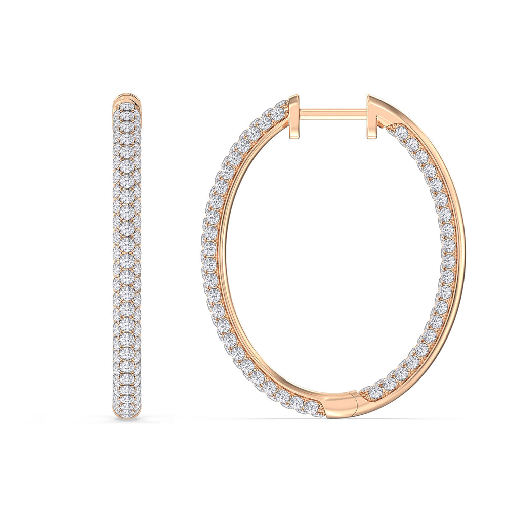 The Windsor Classic Hoops with 14KT Rose Gold / Lab / 3 Cut Diamond in 14KT Rose Gold / Lab / 3 view 5
