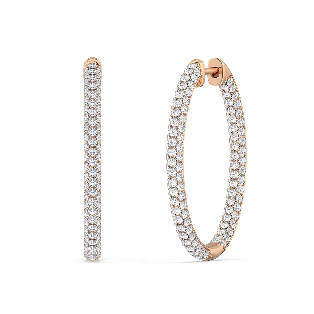 The Windsor Classic Hoops with 14KT Rose Gold / Lab / 3 Cut Diamond in 14KT Rose Gold / Lab / 3 view 1
