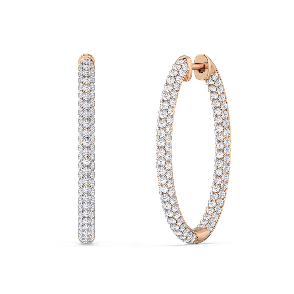 The Windsor Grand Hoops with 14KT Rose Gold / Lab / 3 Cut Diamond in 14KT Rose Gold / Lab / 3 view 2
