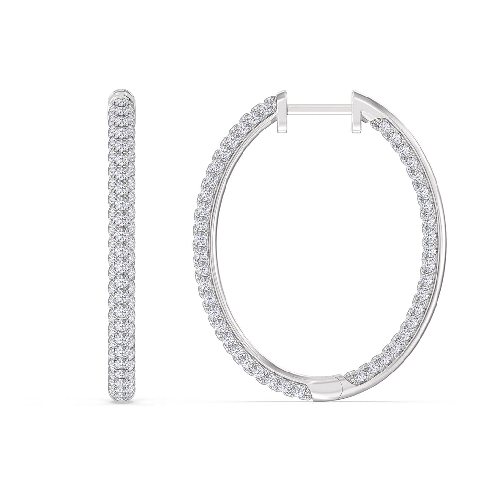The Windsor Grand Hoops with 14KT White Gold / Lab / 3 Cut Diamond in 14KT White Gold / Lab / 3 view 5
