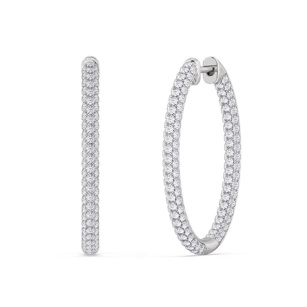 The Windsor Grand Hoops with 14KT White Gold / Lab / 3 Cut Diamond in 14KT White Gold / Lab / 3 view 2
