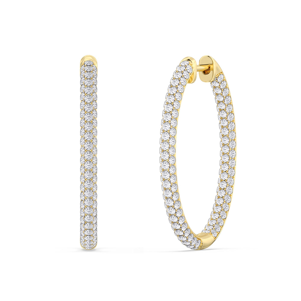 The Windsor Grand Hoops with 14KT Yellow Gold / Lab / 3 Cut Diamond in 14KT Yellow Gold / Lab / 3 view 2
