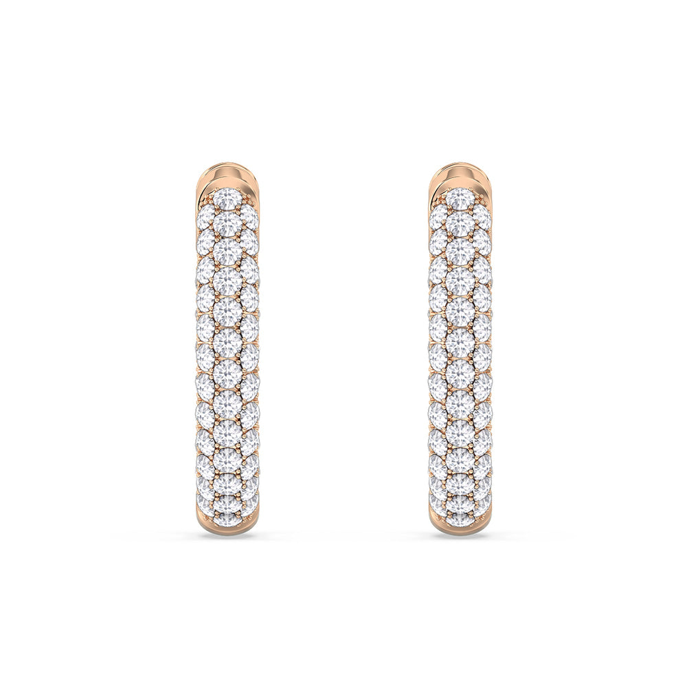 Elegance Oval Dome Hoops with 14KT Rose Gold / Lab / 1 Cut Diamond in 14KT Rose Gold / Lab / 1 view 4
