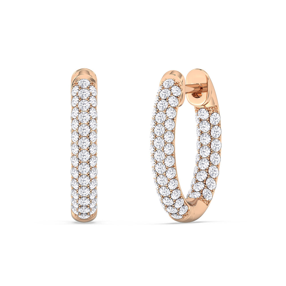 Elegance Oval Dome Hoops with 14KT Rose Gold / Lab / 1 Cut Diamond in 14KT Rose Gold / Lab / 1 view 1
