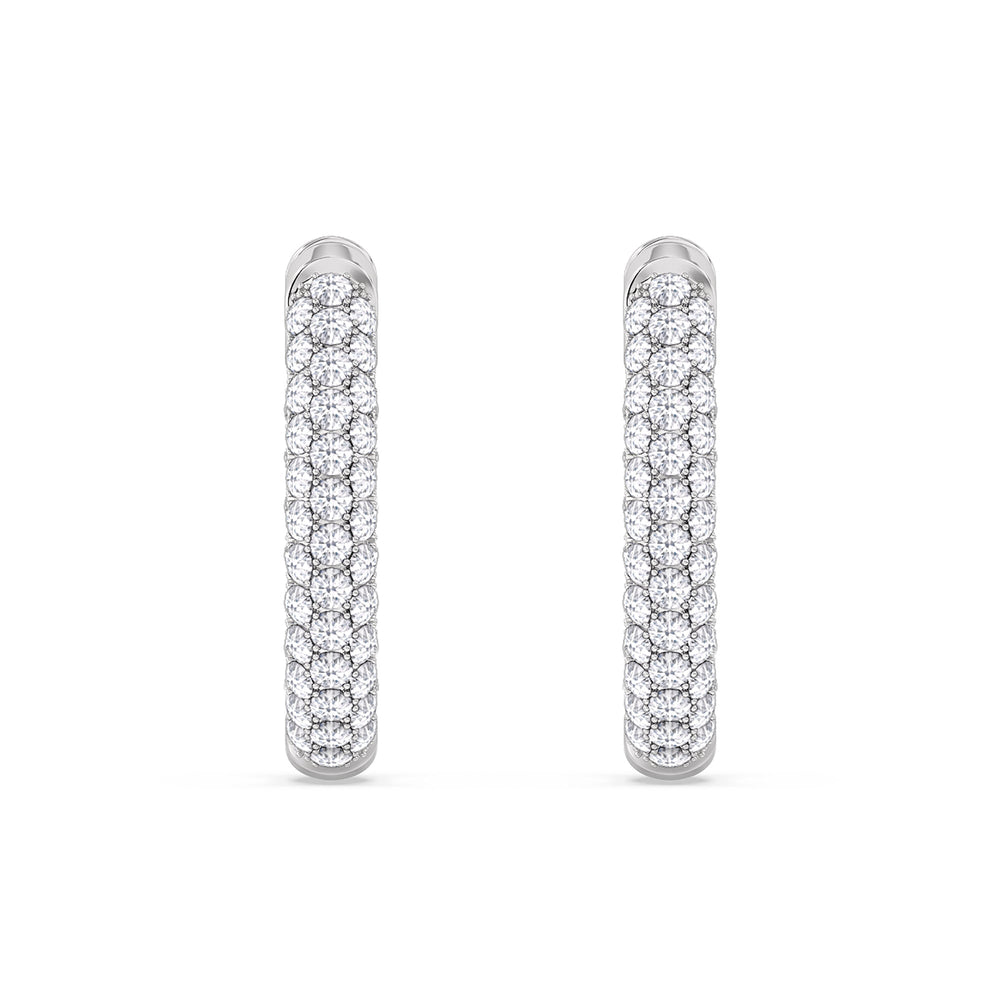 Elegance Oval Dome Hoops with 14KT White Gold / Lab / 1 Cut Diamond in 14KT White Gold / Lab / 1 view 4
