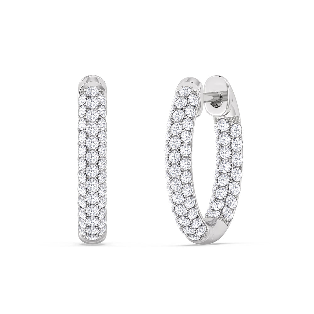 Elegance Oval Dome Hoops with 14KT White Gold / Lab / 1 Cut Diamond in 14KT White Gold / Lab / 1 view 1
