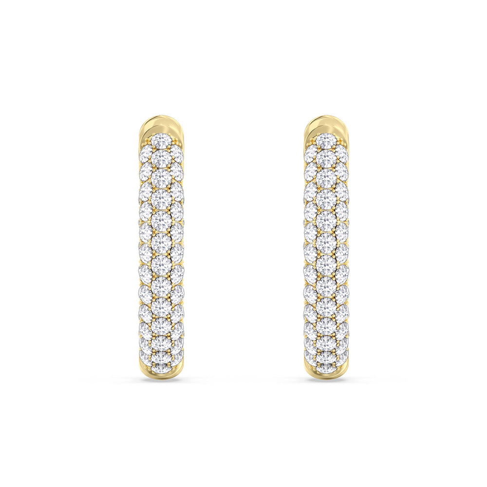Elegance Oval Dome Hoops with 14KT Yellow Gold / Lab / 1 Cut Diamond in 14KT Yellow Gold / Lab / 1 view 4
