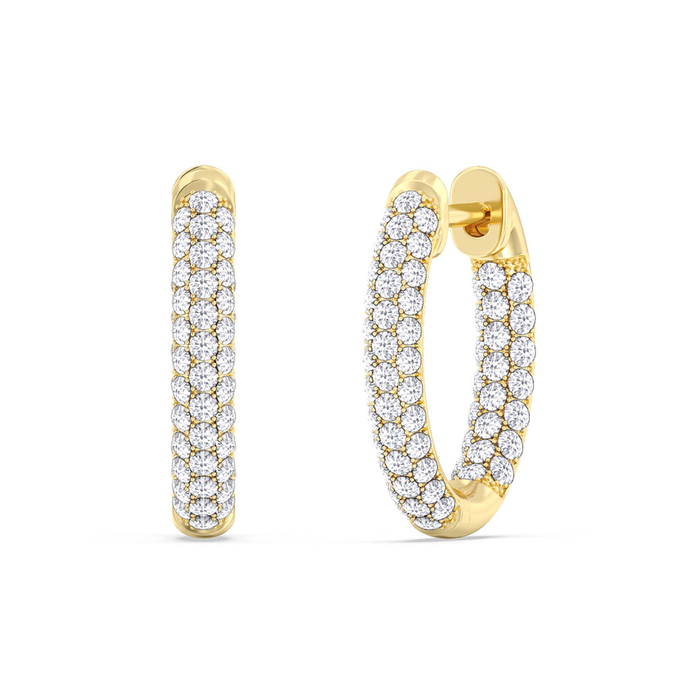The Windsor Classic Hoops with 14KT Yellow Gold / Lab / 1 Cut Diamond in 14KT Yellow Gold / Lab / 1 view 2
