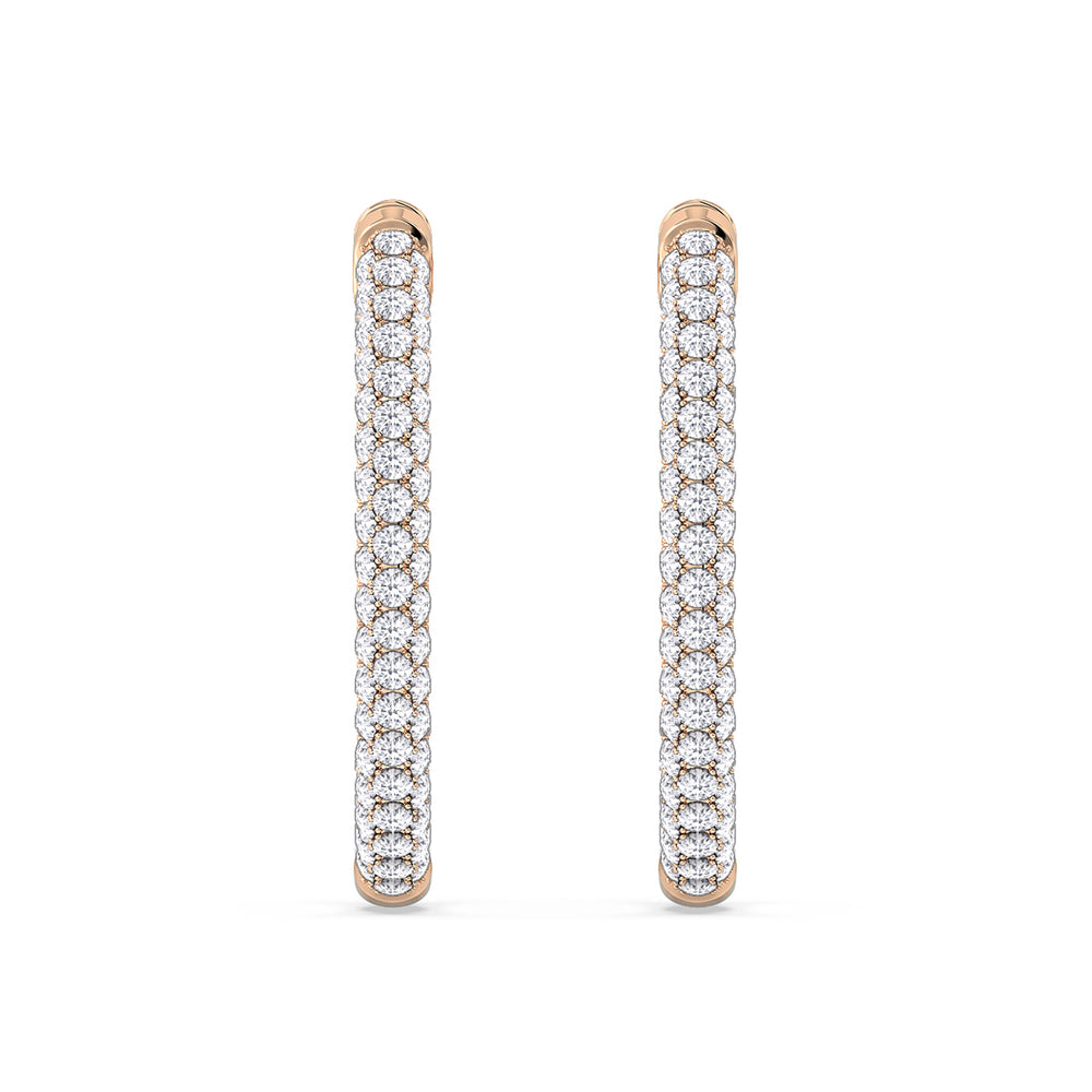 Elegance Round Dome Hoops with 14KT Rose Gold / Lab / 2 Cut Diamond in 14KT Rose Gold / Lab / 2 view 5
