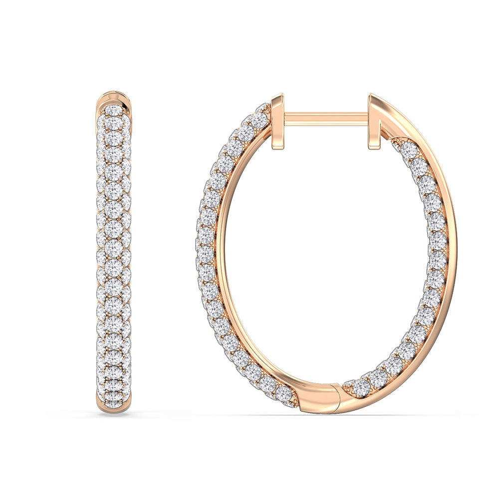 Elegance Round Dome Hoops with 14KT Rose Gold / Lab / 2 Cut Diamond in 14KT Rose Gold / Lab / 2 view 6
