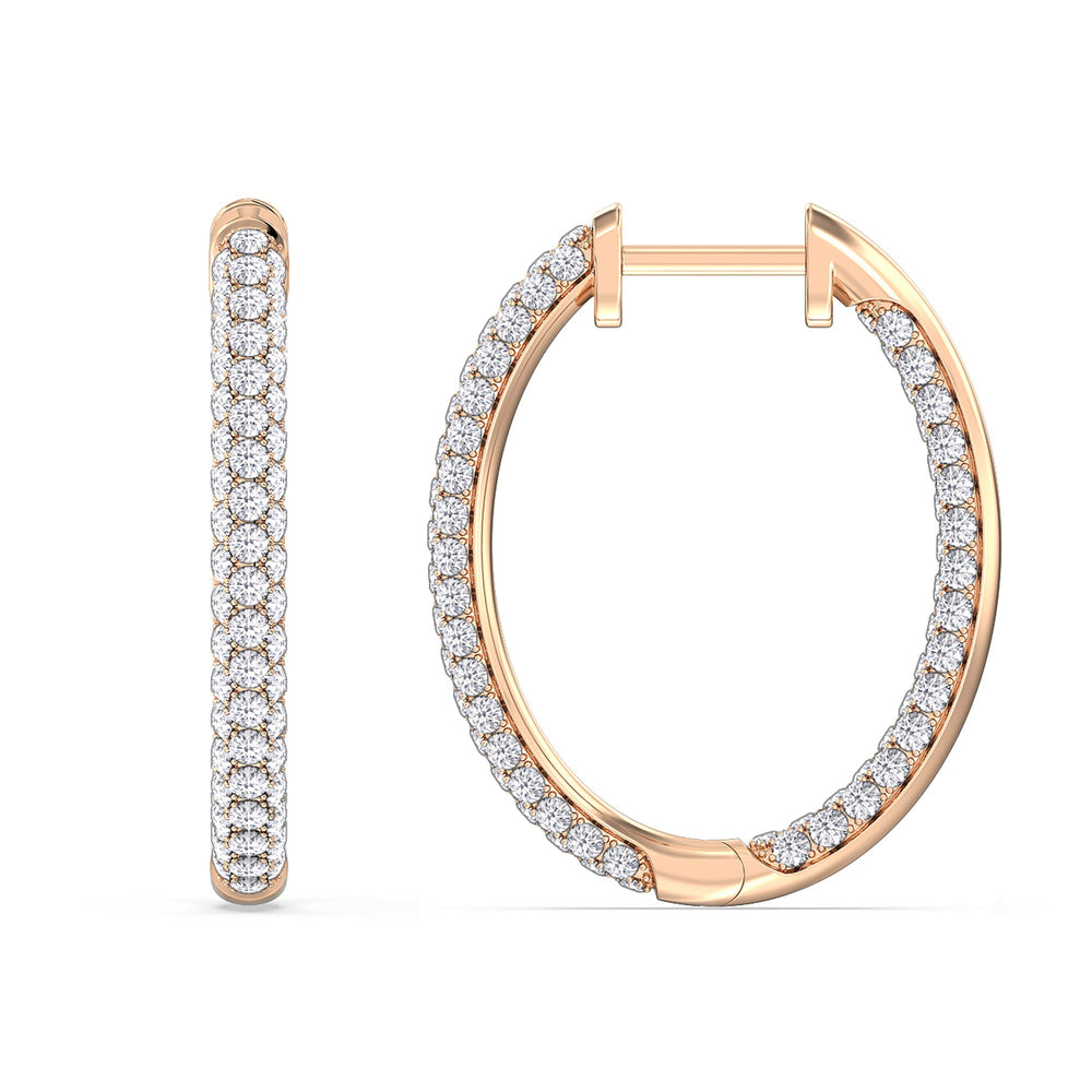 The Windsor Classic Hoops with 14KT Rose Gold / Lab / 2 Cut Diamond in 14KT Rose Gold / Lab / 2 view 6
