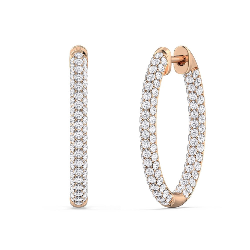 Elegance Round Dome Hoops with 14KT Rose Gold / Lab / 2 Cut Diamond in 14KT Rose Gold / Lab / 2 view 2
