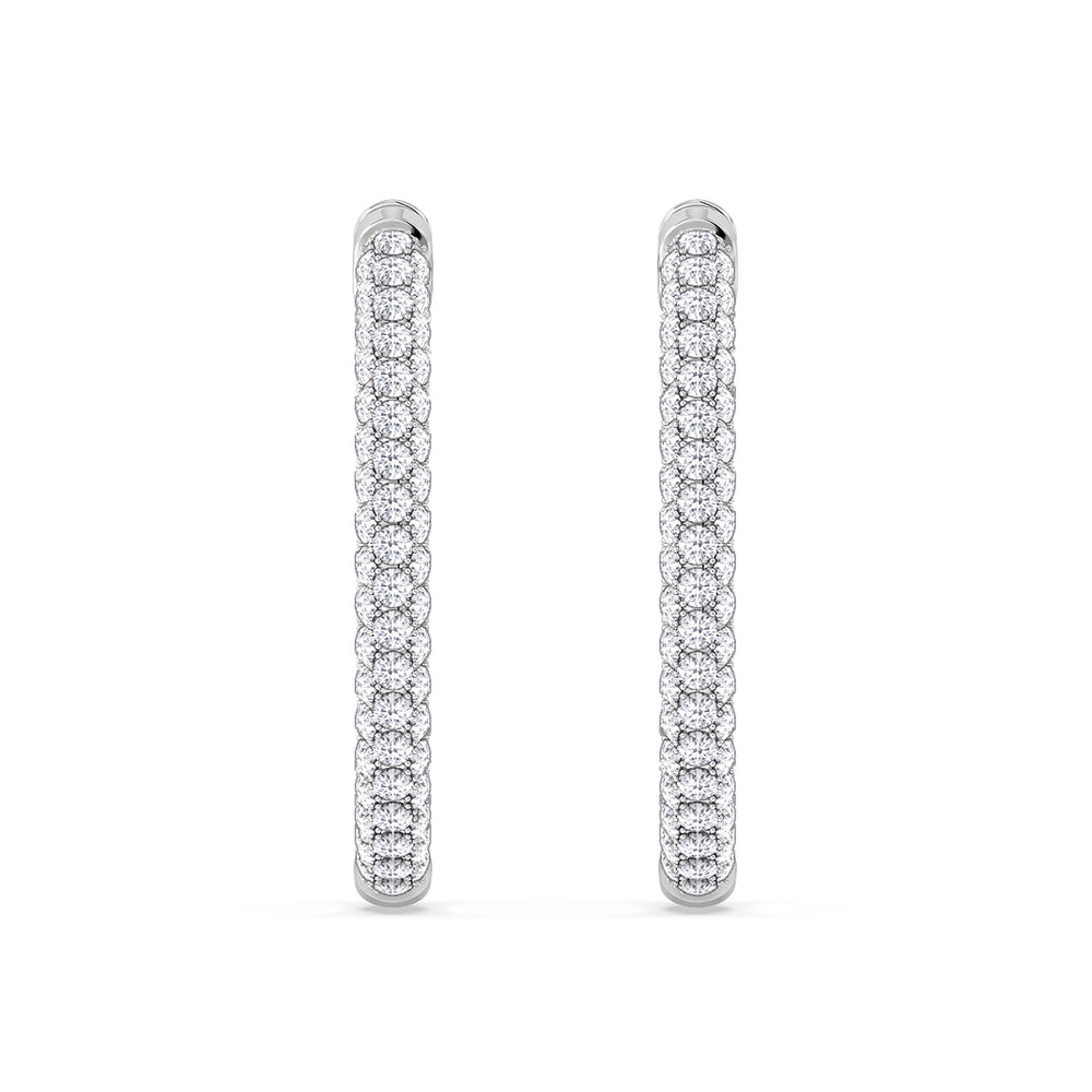 Elegance Round Dome Hoops with 14KT White Gold / Lab / 2 Cut Diamond in 14KT White Gold / Lab / 2 view 5
