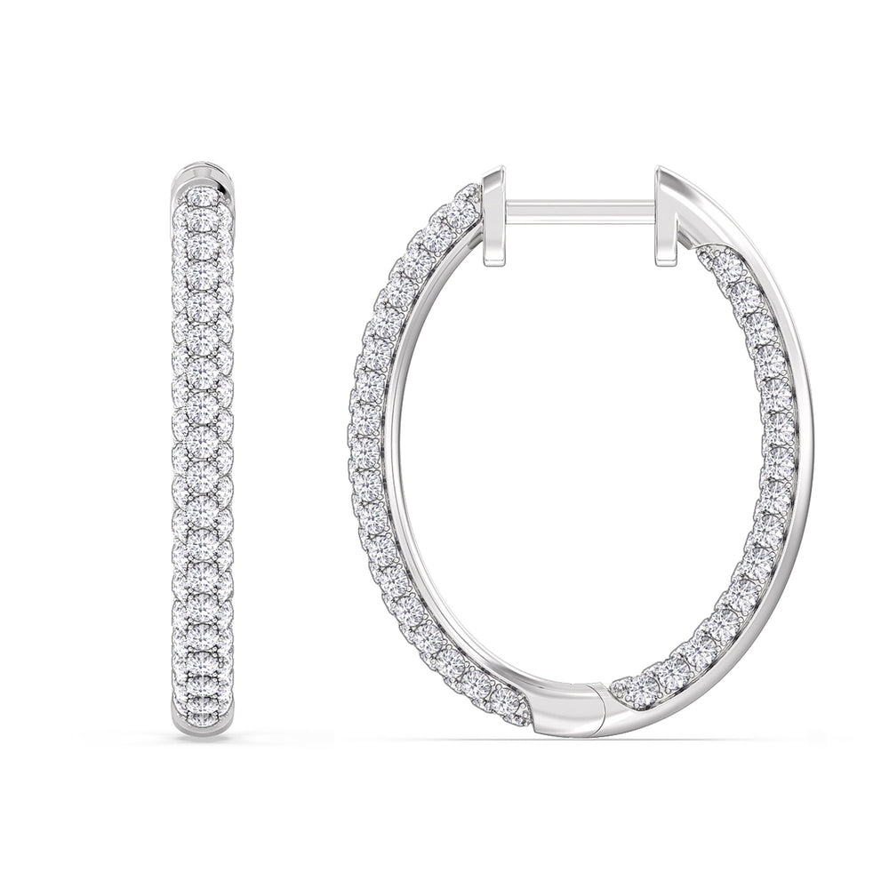 Elegance Round Dome Hoops with 14KT White Gold / Lab / 2 Cut Diamond in 14KT White Gold / Lab / 2 view 6
