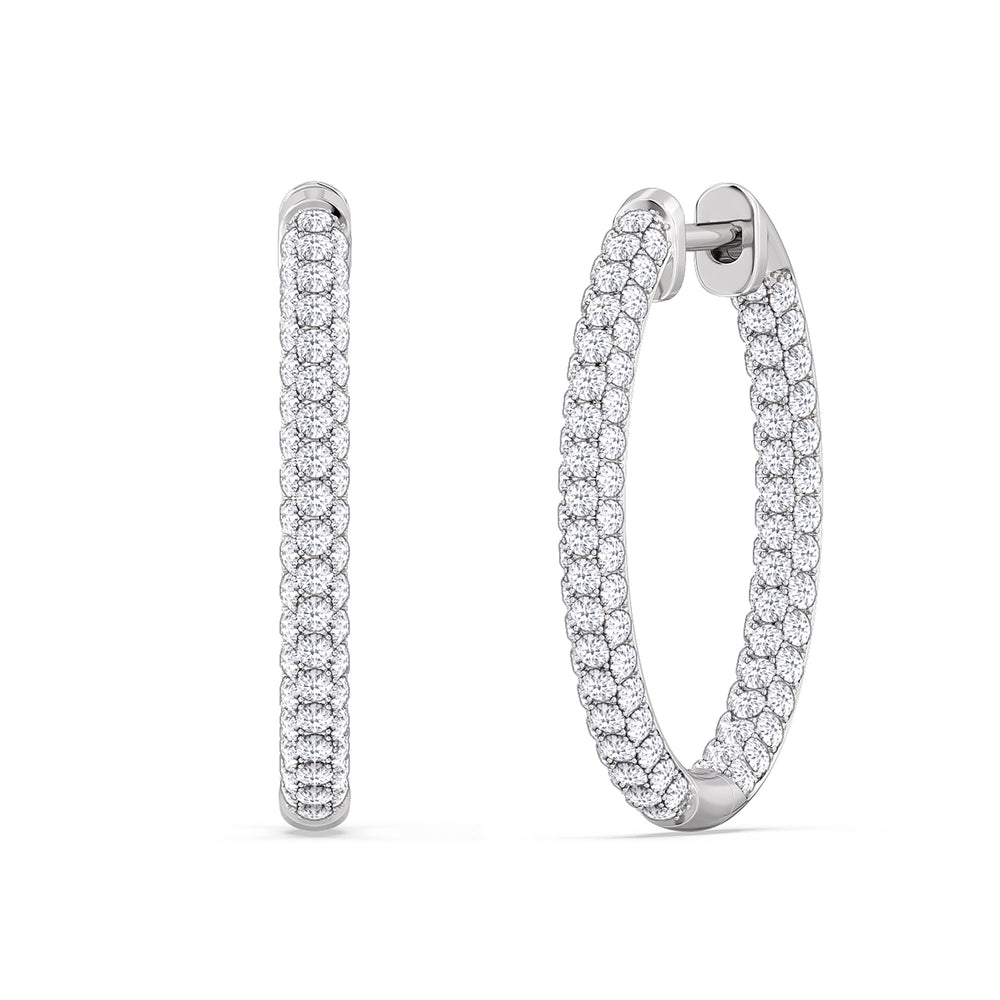 Elegance Round Dome Hoops with 14KT White Gold / Lab / 2 Cut Diamond in 14KT White Gold / Lab / 2 view 2
