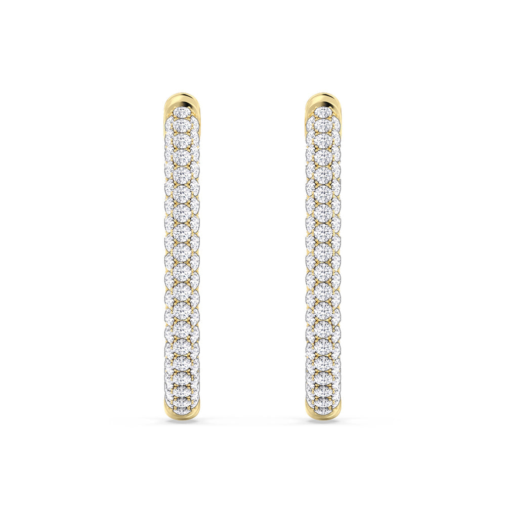 Elegance Round Dome Hoops with 14KT Yellow Gold / Lab / 2 Cut Diamond in 14KT Yellow Gold / Lab / 2 view 5
