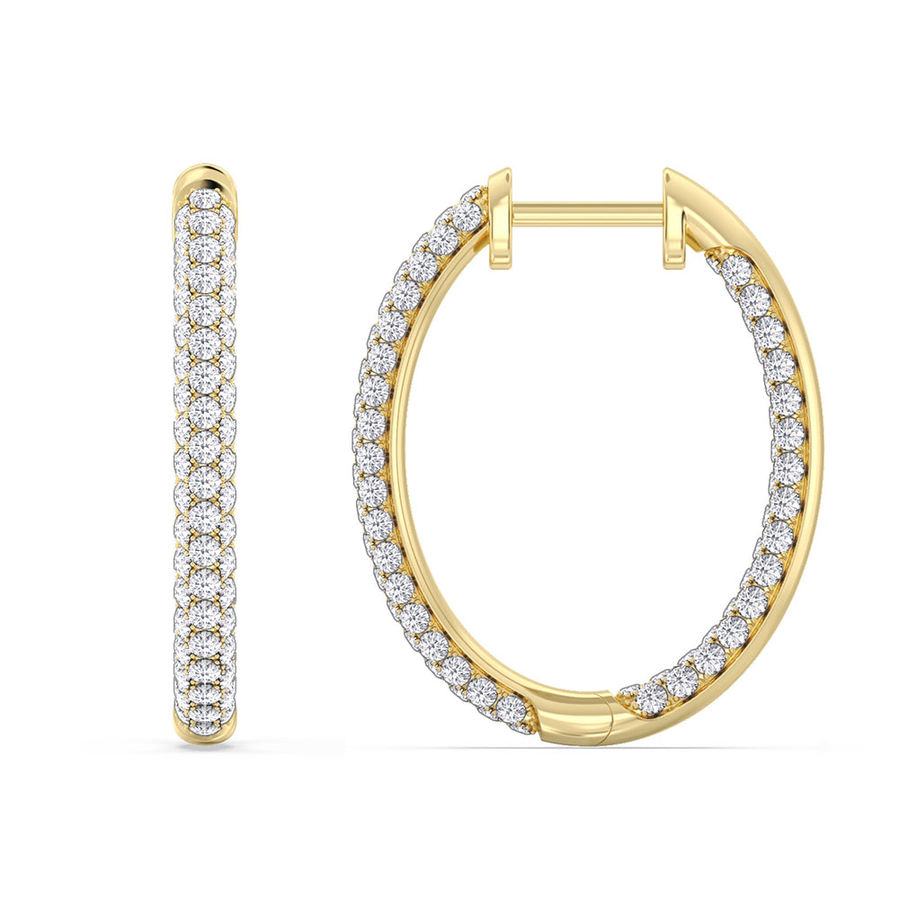 Elegance Round Dome Hoops with 14KT Yellow Gold / Lab / 2 Cut Diamond in 14KT Yellow Gold / Lab / 2 view 6
