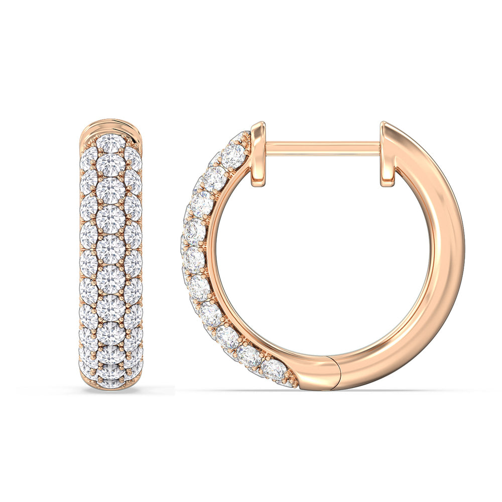 Elegance Round Dome Huggies with 14KT Rose Gold / Lab / 3/4 Cut Diamond in 14KT Rose Gold / Lab / 3/4 view 5
