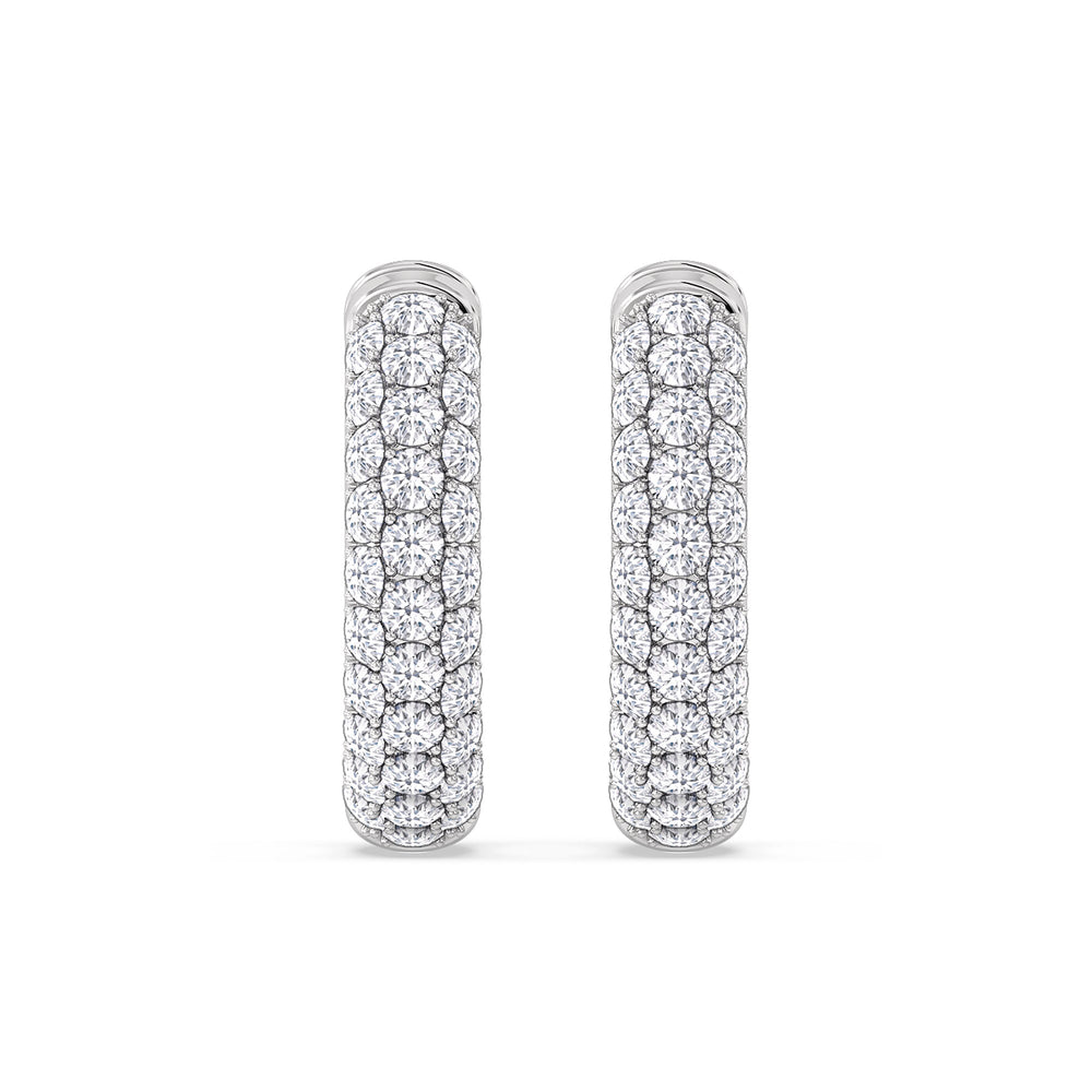 Elegance Round Dome Huggies with 14KT White Gold / Lab / 3/4 Cut Diamond in 14KT White Gold / Lab / 3/4 view 4
