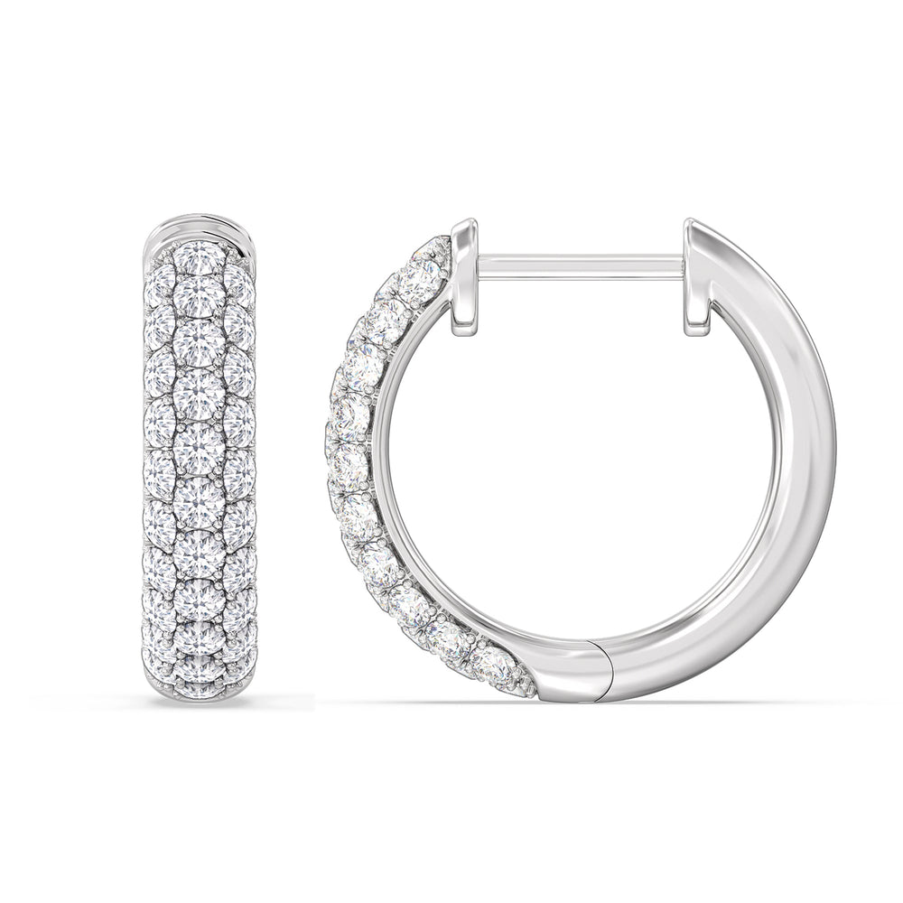 Elegance Round Dome Huggies with 14KT White Gold / Lab / 3/4 Cut Diamond in 14KT White Gold / Lab / 3/4 view 5
