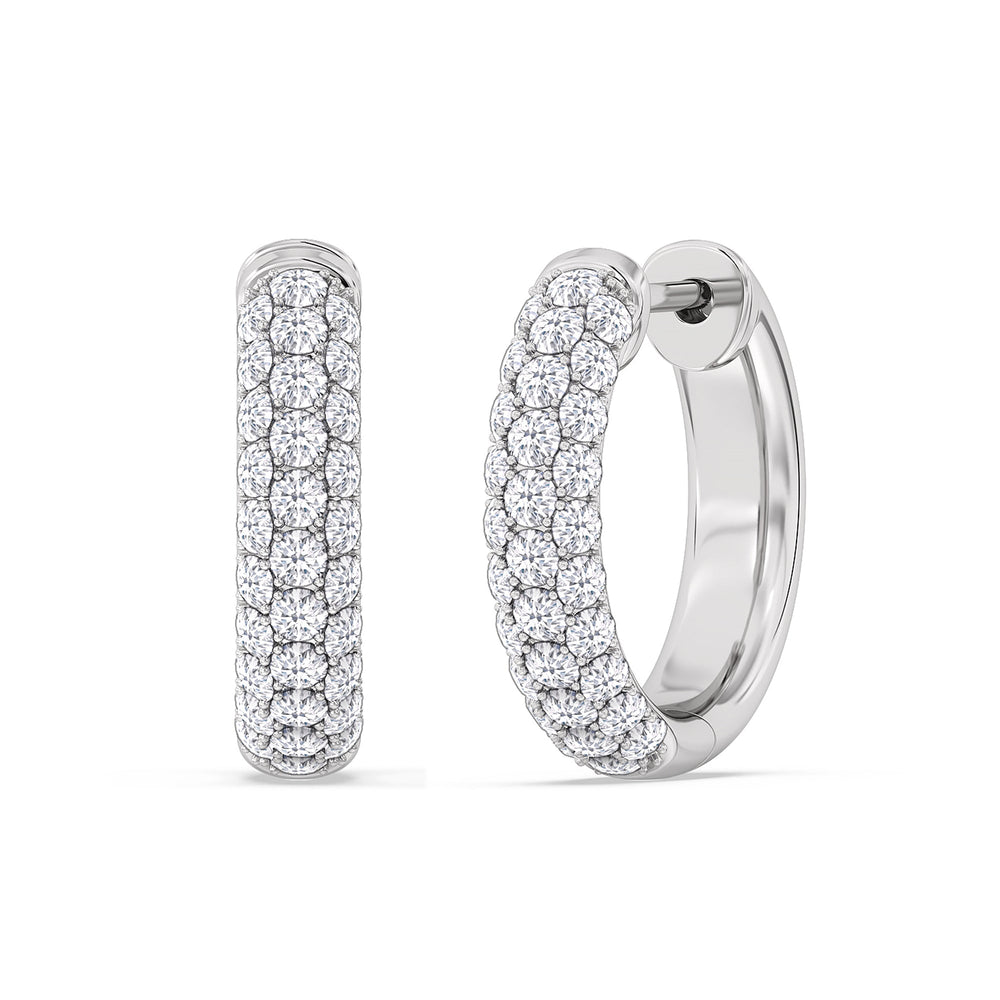 Elegance Round Dome Huggies with 14KT White Gold / Lab / 3/4 Cut Diamond in 14KT White Gold / Lab / 3/4 view 1
