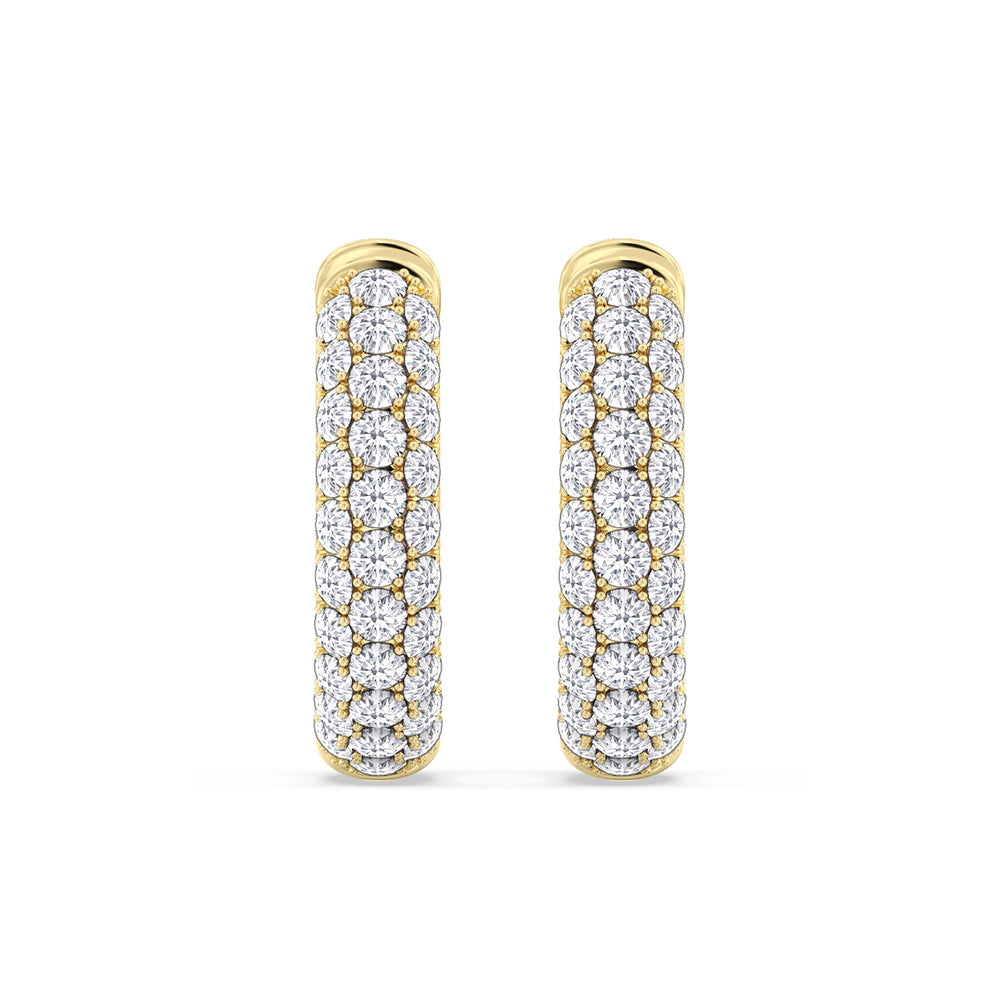 Elegance Round Dome Huggies with 14KT Yellow Gold / Lab / 3/4 Cut Diamond in 14KT Yellow Gold / Lab / 3/4 view 4
