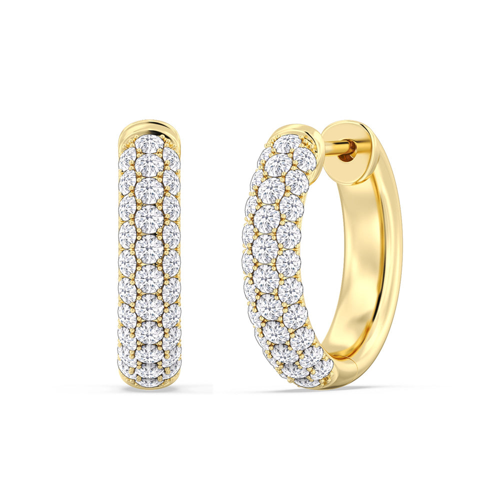 Elegance Round Dome Huggies with 14KT Yellow Gold / Lab / 3/4 Cut Diamond in 14KT Yellow Gold / Lab / 3/4 view 1

