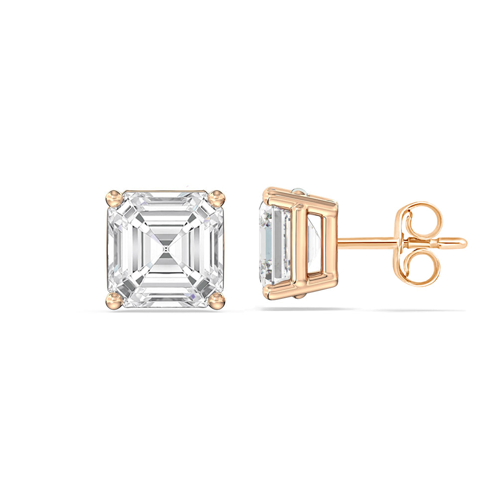 Classic Asscher Stud Earrings with 14KT Rose Gold / Lab / 1 1/2 Cut Diamond in 14KT Rose Gold / Lab / 1 1/2 view 5
