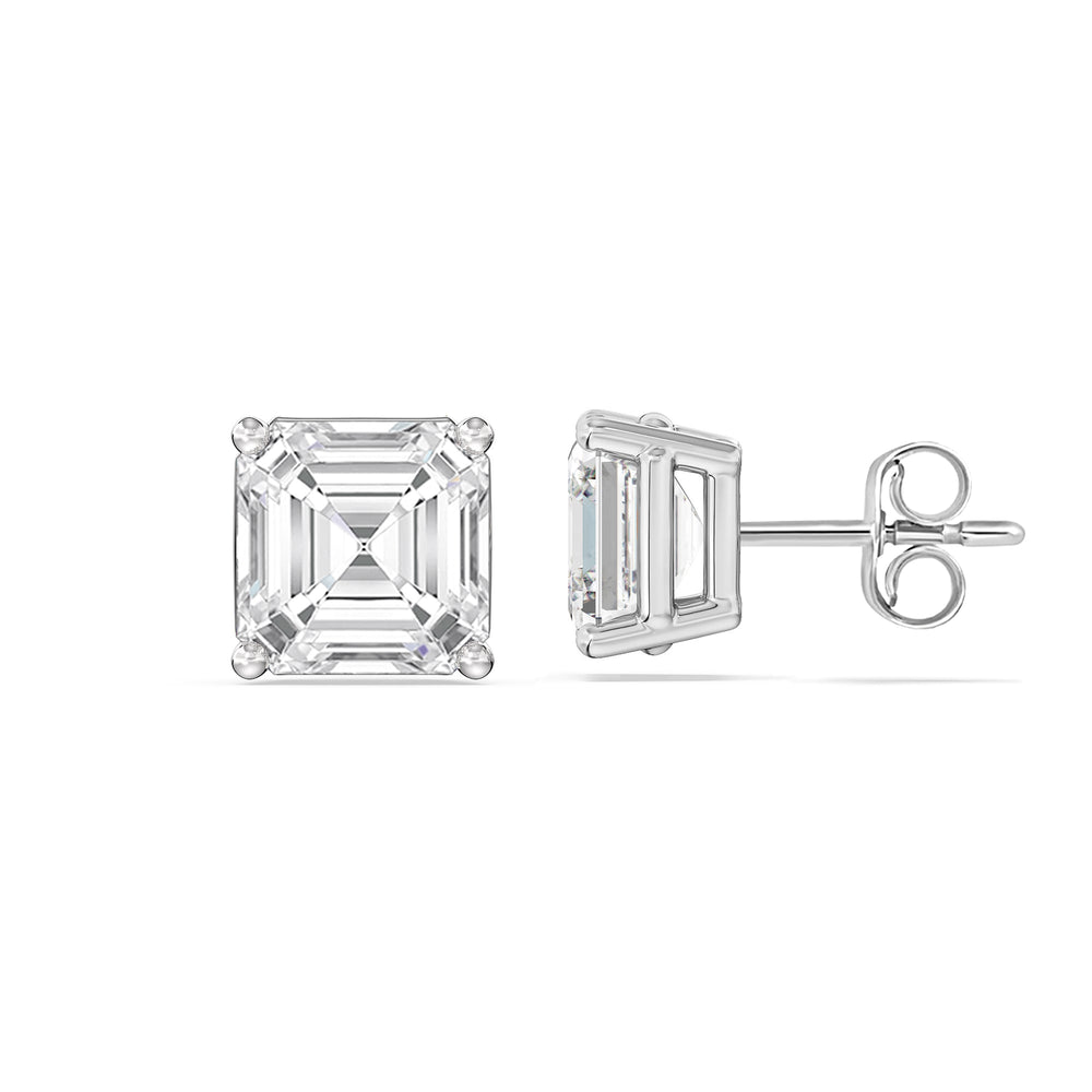 Classic Asscher Stud Earrings with 14KT White Gold / Lab / 1 1/2 Cut Diamond in 14KT White Gold / Lab / 1 1/2 view 5

